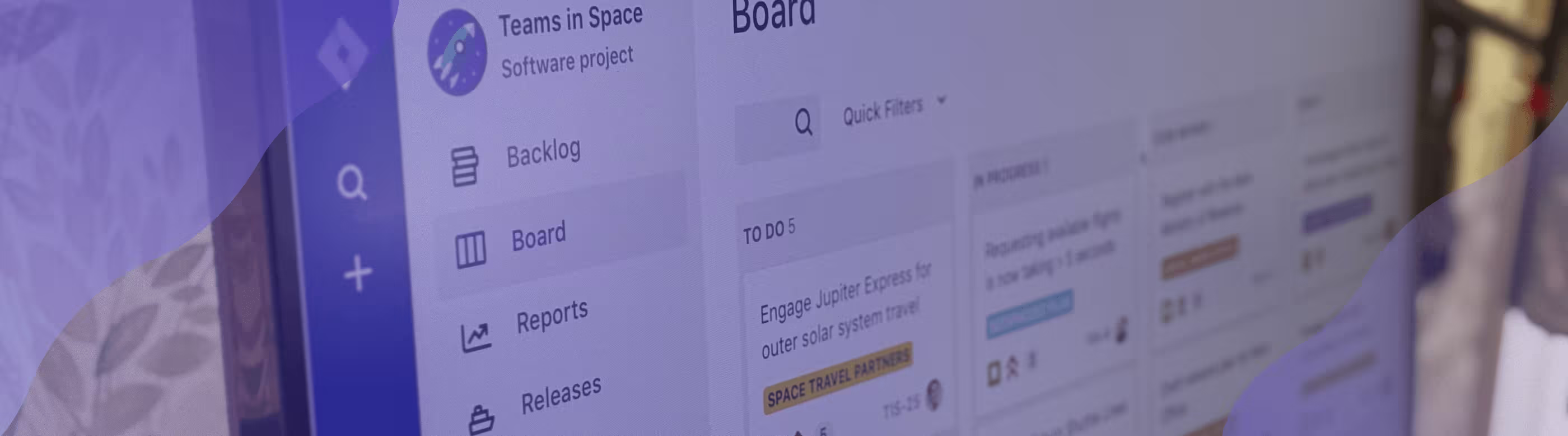 Monitor screen showing Jira environment